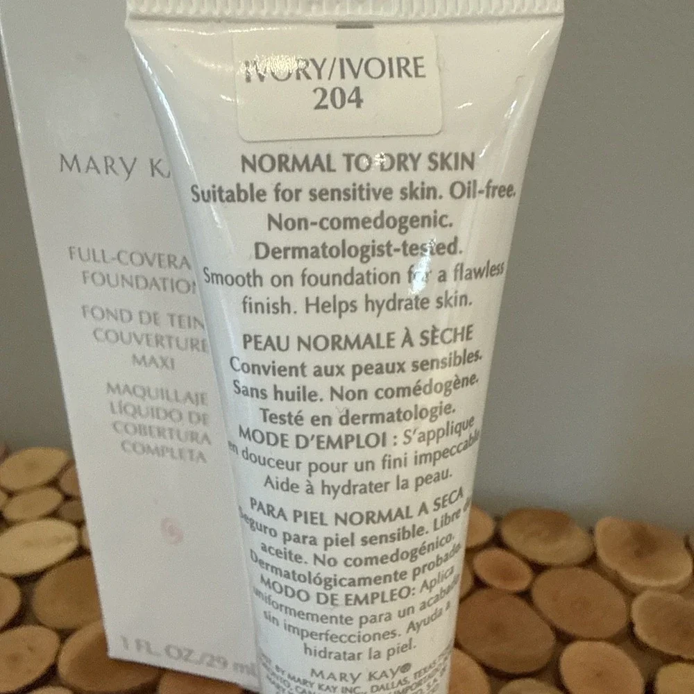 Mary Kay‎ Full Coverage Foundation IVORY 204 #366700 Pink Cap Lid Discontinued
